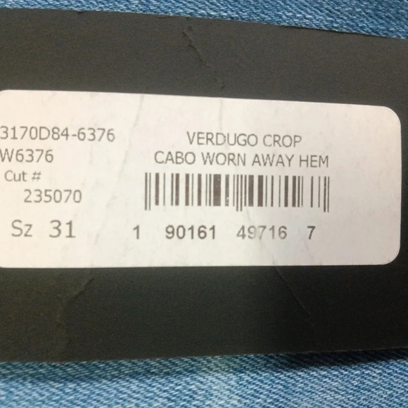 Paige Verdugo Crop Mid Rise Skinny Jeans Cabo Size 31 NWT - Picture 5 of 16